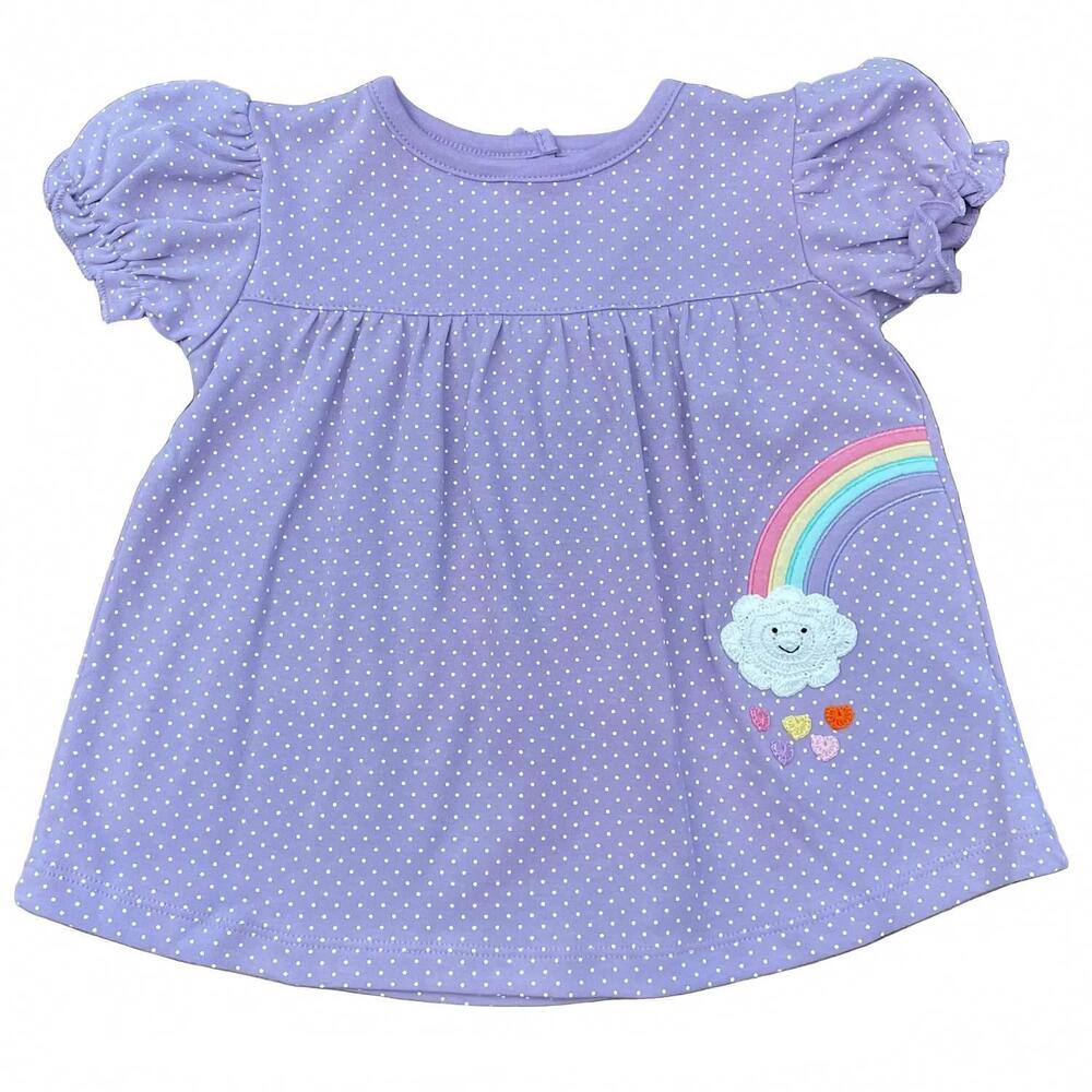 NEW LUIGI KIDS girl's rainbow wth cloud applique swing top in lavender